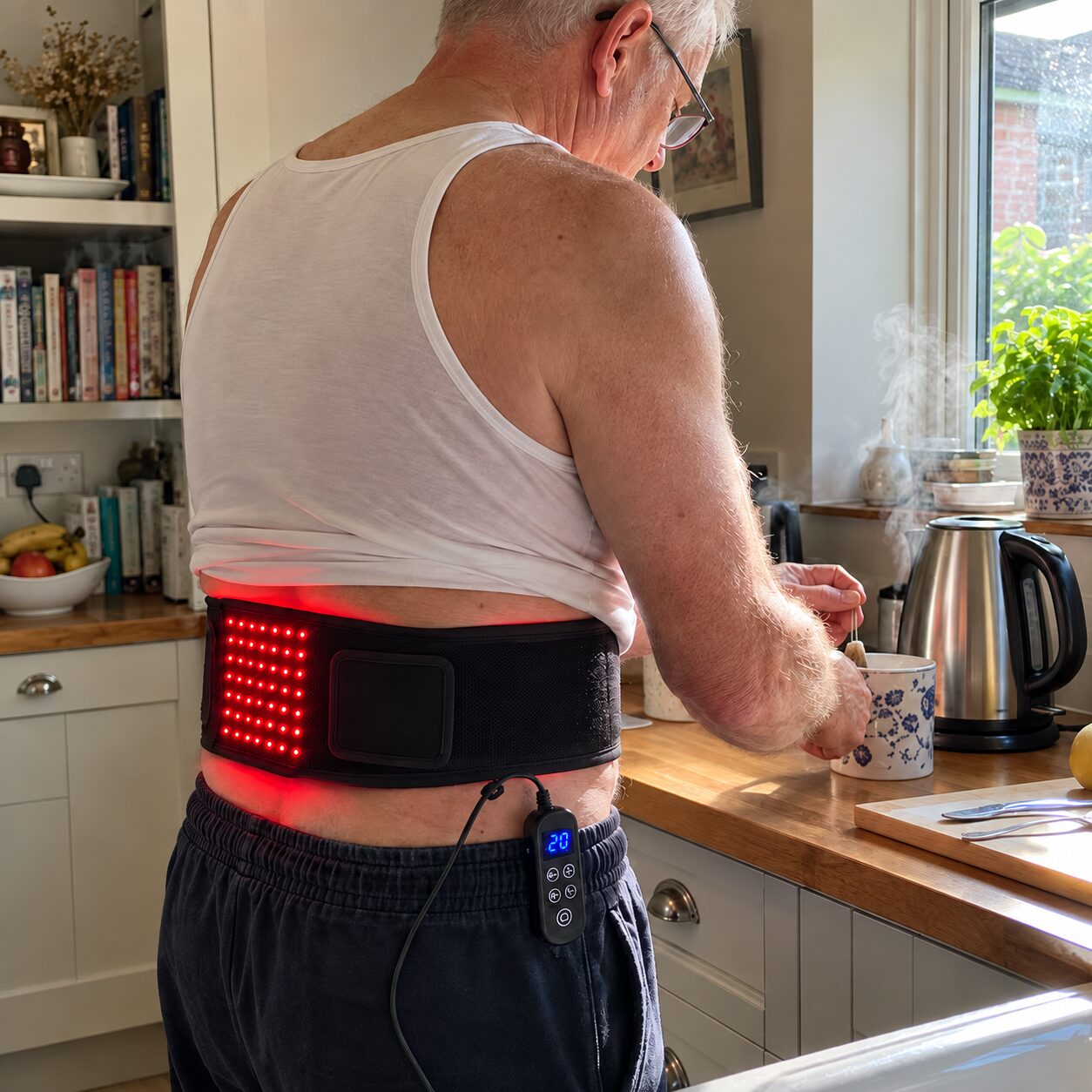 Man wearing LumaWrap on his lower back